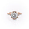 Elongated Cushion Cut Lab Diamond Engagement Ring, Halo With Split Shank