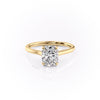 Elongated Cushion Cut Lab Diamond Engagement Ring, Hidden Halo