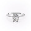 Elongated Cushion Cut Lab Diamond Engagement Ring, Hidden Halo