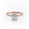 Elongated Cushion Cut Lab Diamond Engagement Ring, Hidden Halo