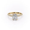 Elongated Cushion Cut Lab Diamond Engagement Ring, Pave Set Shoulders