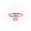 Elongated Cushion Cut Lab Diamond Engagement Ring, Plain Band With Hidden Halo