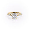 Elongated Cushion Cut Lab Diamond Engagement Ring, Twisted Stone Set Band