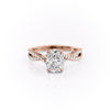 Elongated Cushion Cut Lab Diamond Engagement Ring, Twisted Stone Set Band
