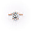 Elongated Cushion Cut Lab Diamond Engagement Ring With Halo