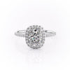 Elongated Cushion Cut Lab Diamond Engagement Ring With Halo