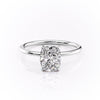 Elongated Cushion Cut Lab Diamond, Plain Band & Hidden Halo