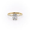 Elongated Cushion Cut Lab Diamond Shoulder Set Ring With Hidden Halo