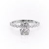 Elongated Cushion Cut Lab Diamond Shoulder Set Ring With Hidden Halo