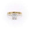 Elongated Cushion Cut Lab Diamond Stone Set Shoulders With Hidden Halo