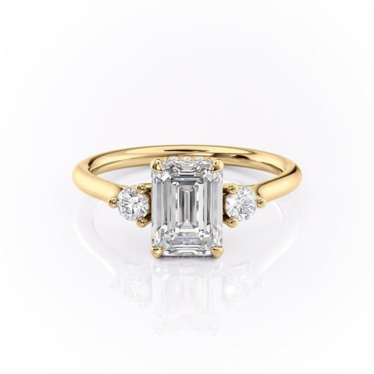 Emerald Cut Lab Diamond 3 Stone Ring