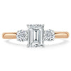 Emerald Cut Lab Diamond Engagement Ring, Classic 3 Stone