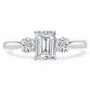 Emerald Cut Lab Diamond Engagement Ring, Classic 3 Stone