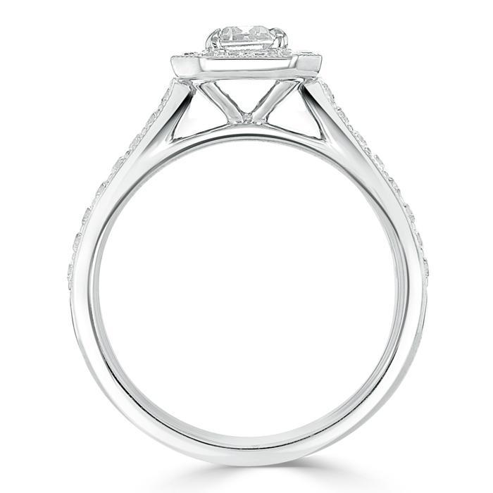 Emerald Cut Lab Diamond Engagement Ring, Classic Halo