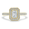 Emerald Cut Lab Diamond Engagement Ring, Classic Halo