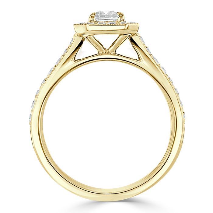 Emerald Cut Lab Diamond Engagement Ring, Classic Halo
