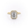 Emerald Cut Lab Diamond Engagement Ring, Classic Halo