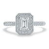 Emerald Cut Lab Diamond Engagement Ring, Classic Halo