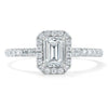 Emerald Cut Lab Diamond Engagement Ring, Classic Halo