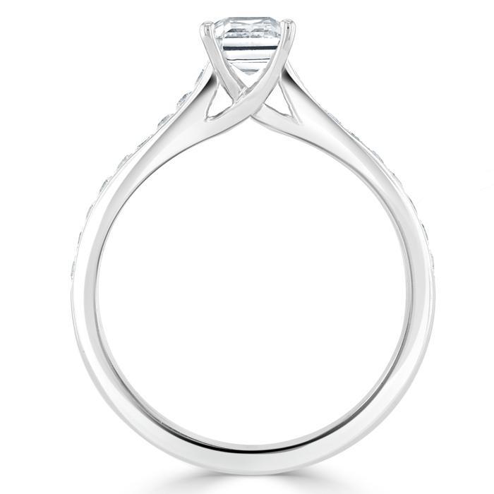 Emerald Cut Lab Diamond Engagement Ring, Classic Style