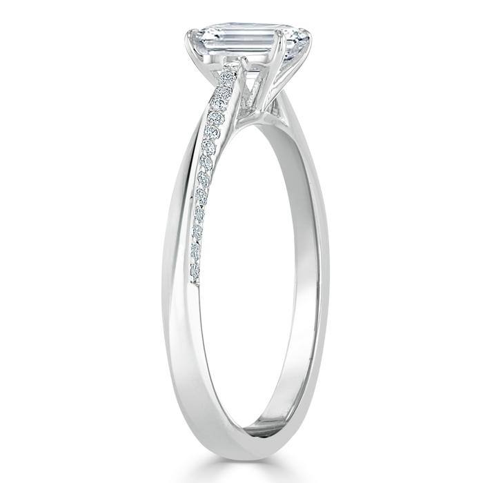 Emerald Cut Lab Diamond Engagement Ring, Classic Style