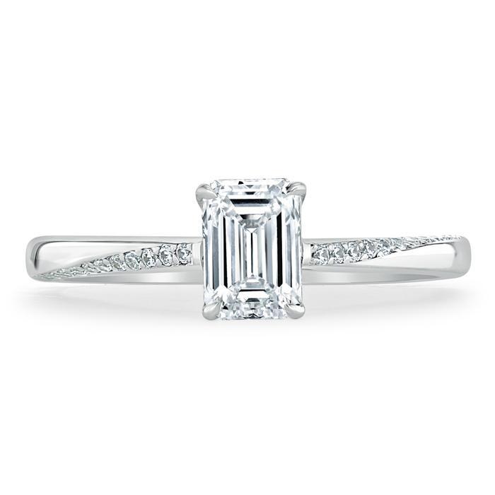 Emerald Cut Lab Diamond Engagement Ring, Classic Style