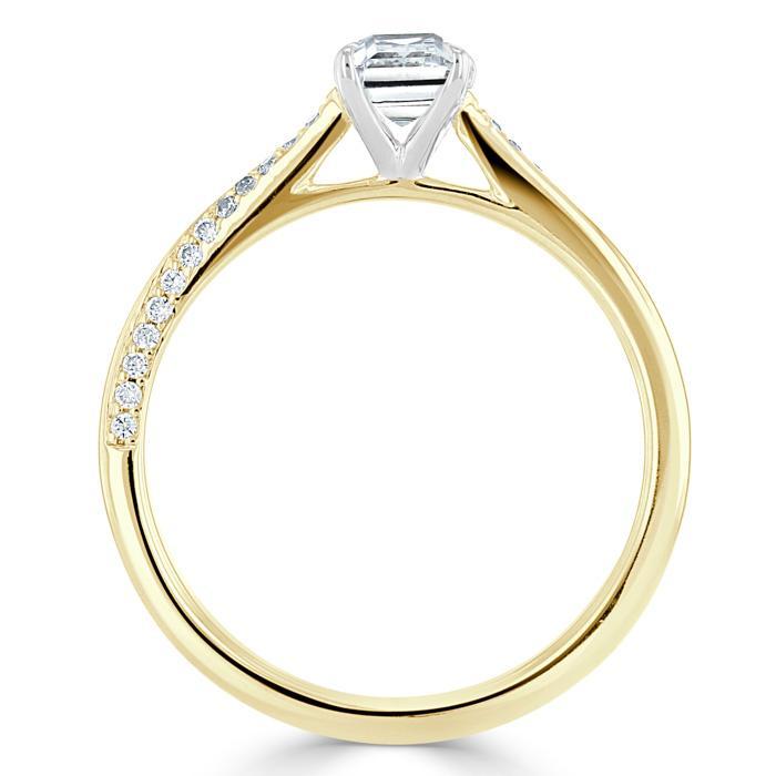 Emerald Cut Lab Diamond Engagement Ring, Classic Style