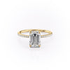 Emerald Cut Lab Diamond Engagement Ring, Hidden Halo