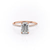 Emerald Cut Lab Diamond Engagement Ring, Hidden Halo