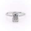 Emerald Cut Lab Diamond Engagement Ring, Hidden Halo