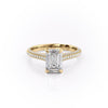 Emerald Cut Lab Diamond Engagement Ring, Pave Set Shoulders