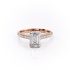 Emerald Cut Lab Diamond Engagement Ring, Pave Set Shoulders