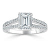 Emerald Cut Lab Diamond Engagement Ring, Split Shank