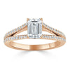 Emerald Cut Lab Diamond Engagement Ring, Split Shank