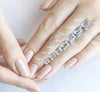 Emerald Cut Lab Diamond Engagement Ring, Twisted Stone Set Shoulders