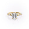 Emerald Cut Lab Diamond Engagement Ring, Twisted Stone Set Shoulders