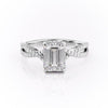 Emerald Cut Lab Diamond Engagement Ring, Twisted Stone Set Shoulders