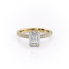 Emerald Cut Lab Diamond Pavé Set Shoulders With Hidden Halo