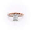 Emerald Cut Lab Diamond Pavé Set Shoulders With Hidden Halo
