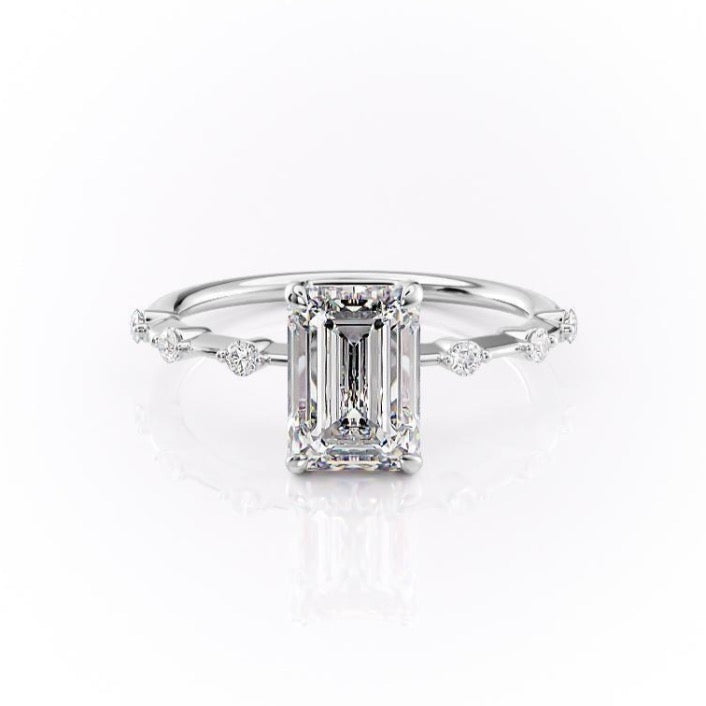 Emerald Cut Lab Diamond Ring, Delicate Vintage Style