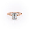 Emerald Cut Lab Diamond Ring, Twisted Band With Hidden Halo