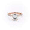 Emerald Cut Lab Diamond Shoulder Set Ring With Block Halo