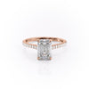 Emerald Cut Lab Diamond Shoulder Set Ring With Hidden Halo