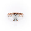 Emerald Cut Lab Diamond Stone Set Shoulders With Hidden Halo