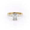 Emerald Cut Lab Diamond Stone Set Shoulders With Hidden Halo