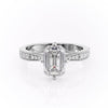 Emerald Cut Lab Diamond Stone Set Shoulders With Milgrain Edge