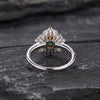 Emerald & Lab Diamond Cocktail Ring, Vintage Inspired