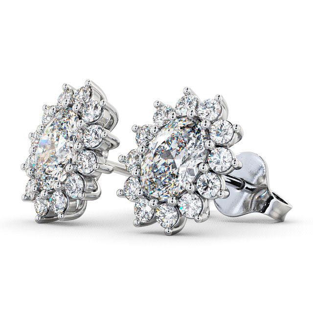 Halo Earrings 1.40ct each, Oval Cut