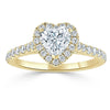 Heart Cut Lab Diamond, Classic Halo Engagement Ring