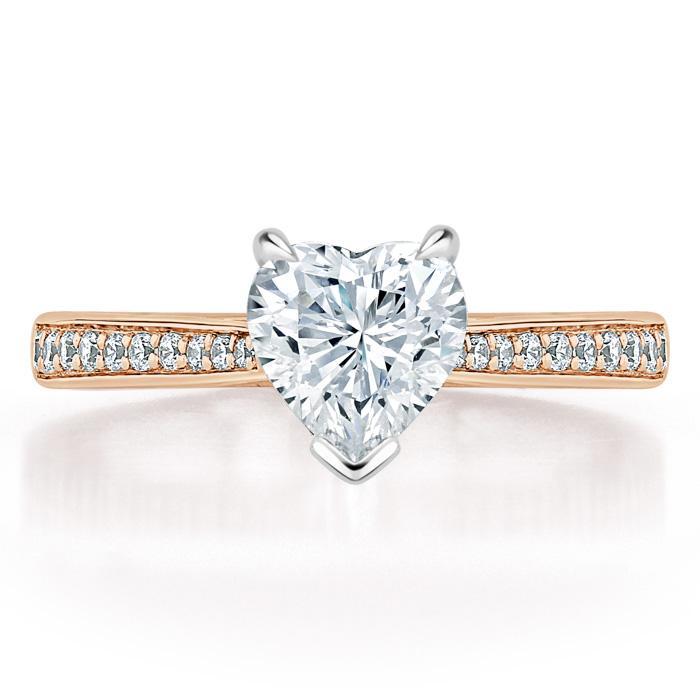 Heart Cut Lab Diamond Engagement Ring, Classic Style